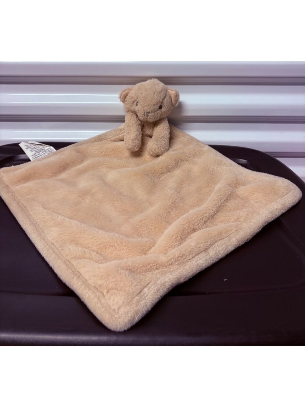 Plush Beige Teddy Bear Baby Security Blanket Lovey 15"x15" 100% Polyester